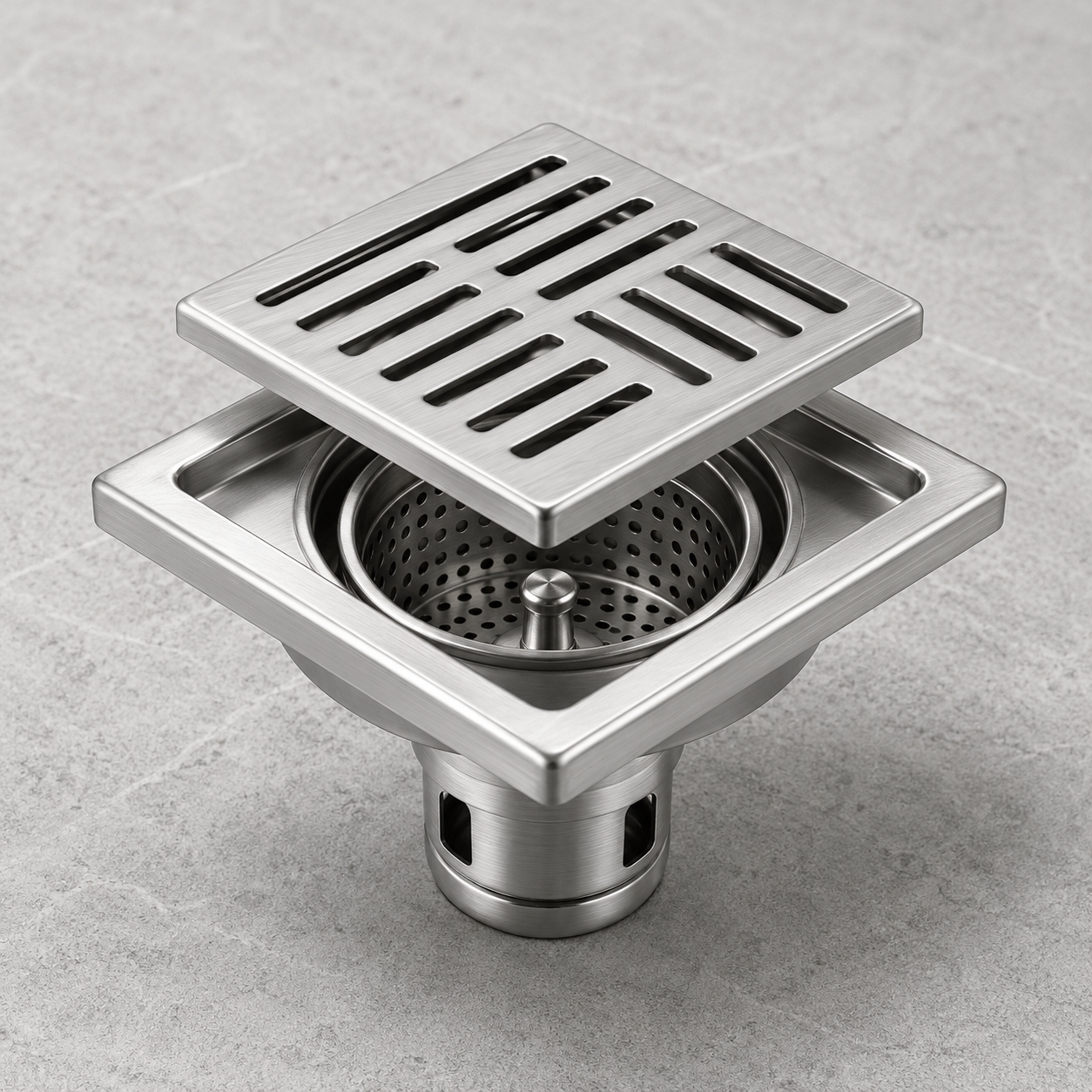 Premium Stainless Steel Kitchen Floor Drain with Anti-Odor Core & Removable Strainer