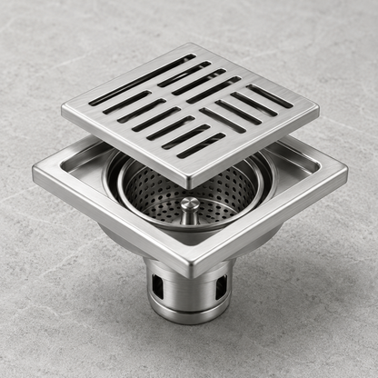 Premium Stainless Steel Kitchen Floor Drain with Anti-Odor Core & Removable Strainer