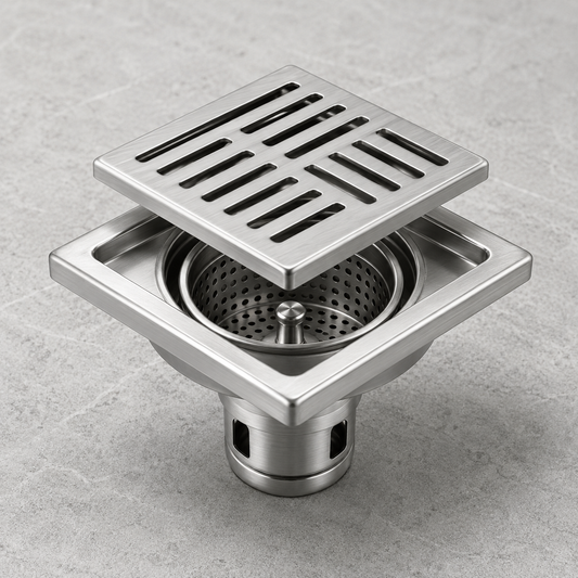 Premium Stainless Steel Kitchen Floor Drain with Anti-Odor Core & Removable Strainer