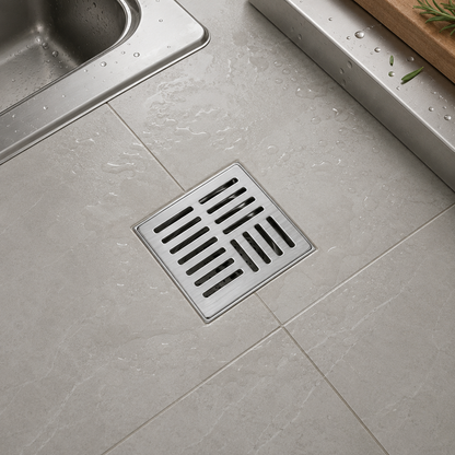 Premium Stainless Steel Kitchen Floor Drain with Anti-Odor Core & Removable Strainer
