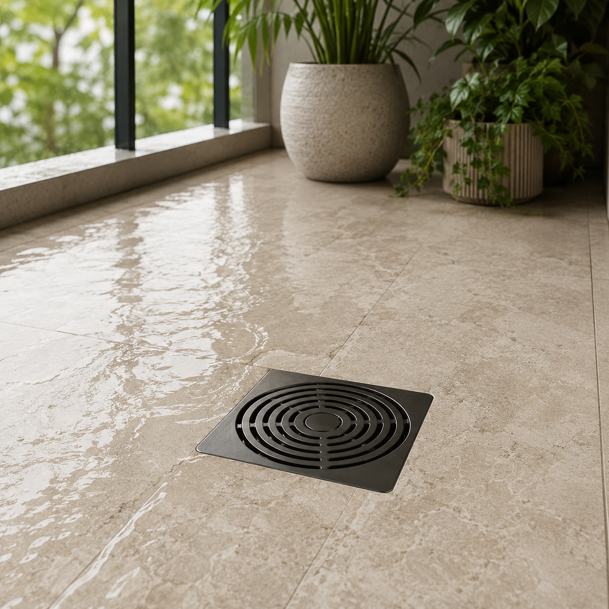 Premium Matte Black Linear Floor Drain – High-Speed Drainage System with Anti-Odor Core & Removable Strainer