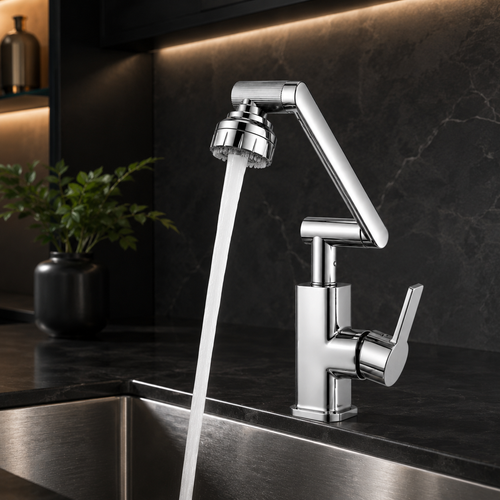360° Rotating Dual-Mode Kitchen Faucet with Adjustable Spray Head