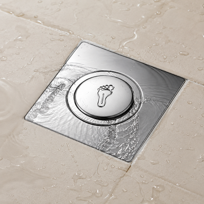 Square Stainless Steel Foot-Press Floor Drain with Anti-Odor Core, Fast Drainage & Removable Cover