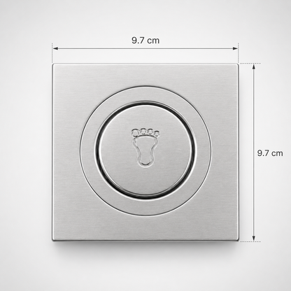 Square Stainless Steel Foot-Press Floor Drain with Anti-Odor Core, Fast Drainage & Removable Cover