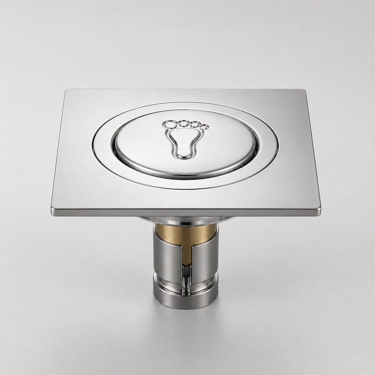 Square Stainless Steel Foot-Press Floor Drain with Anti-Odor Core, Fast Drainage & Removable Cover