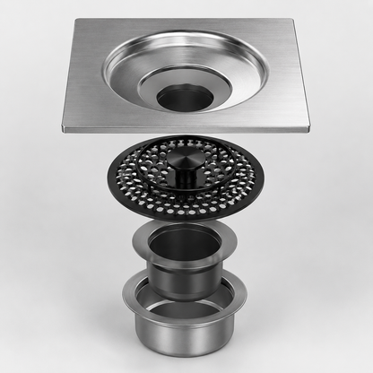 Removable Hair Filter Floor Drain with Fast-Drain Stainless Steel Base