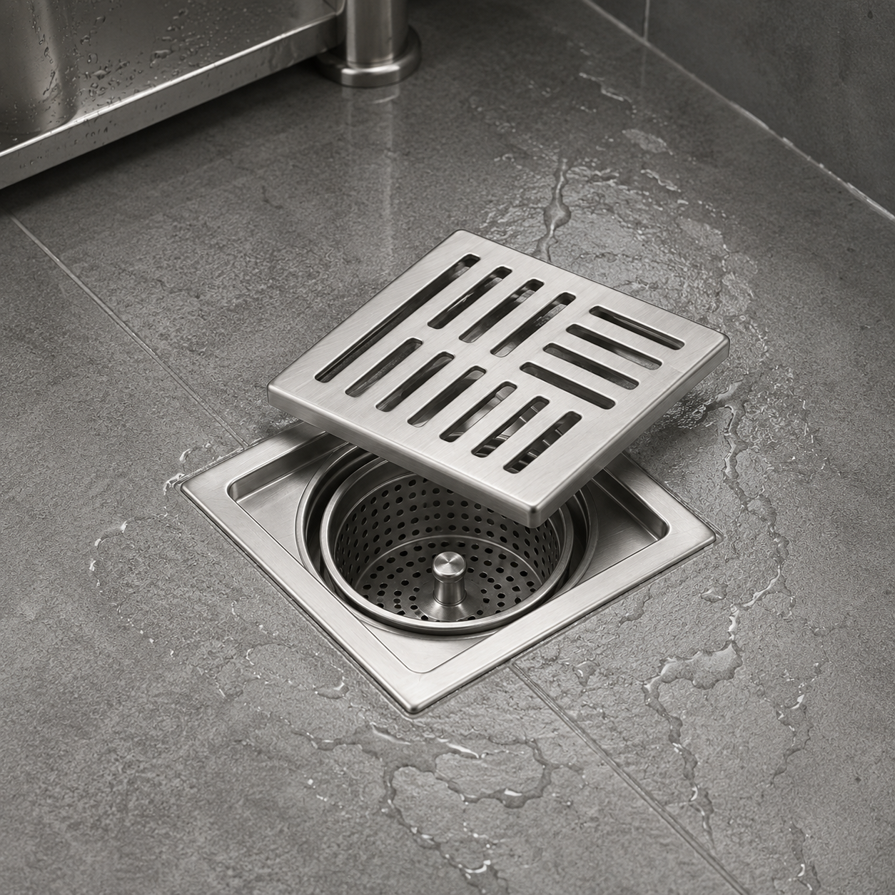 Premium Stainless Steel Kitchen Floor Drain with Anti-Odor Core & Removable Strainer