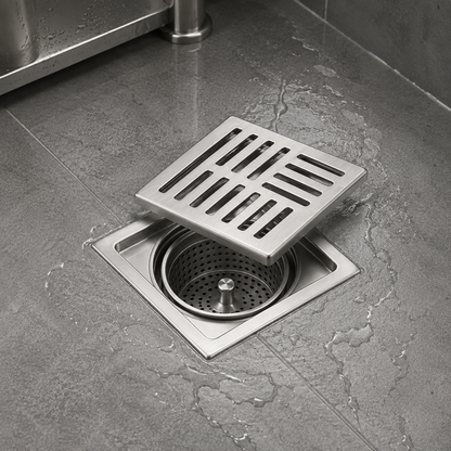 Premium Stainless Steel Kitchen Floor Drain with Anti-Odor Core & Removable Strainer